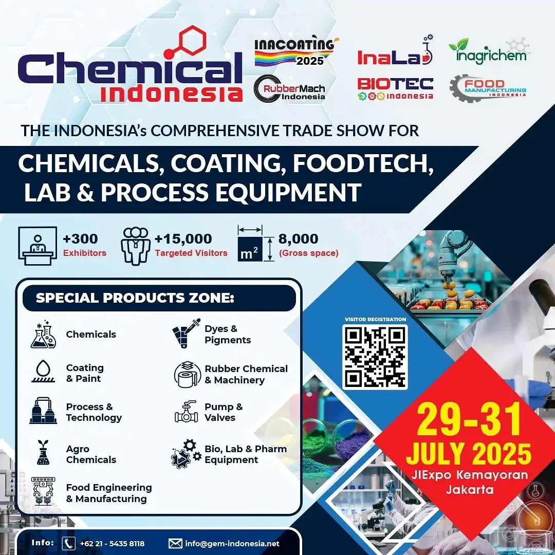 THE INDONESIA's COMPREHENSIVE TRADE SHOW FOR CHEMICALS, COATING, FOODTECH , LAB & PROCESS EQUIPMENT